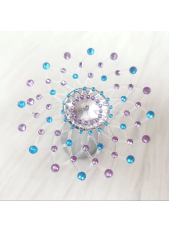Paire de cache tétons adhésifs strass bleu et violet - NP-1020BLU